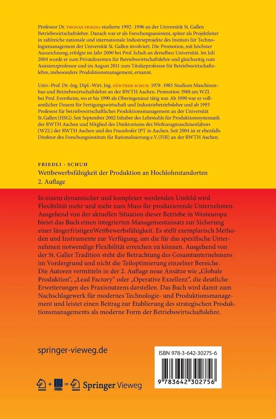 Rückseite: 9783642302756 | Wettbewerbsfähigkeit der Produktion an Hochlohnstandorten | Buch | xxi