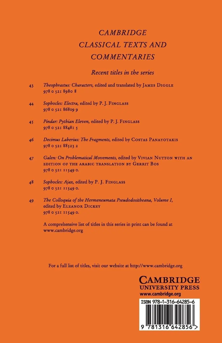 Rückseite: 9781316642856 | Diogenes Laertius | Lives of Eminent Philosophers | Tiziano Dorandi