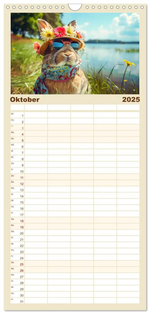 Bild: 9783457192856 | Familienplaner 2025 - Kaninchen auf modischer Mission mit 5 Spalten...