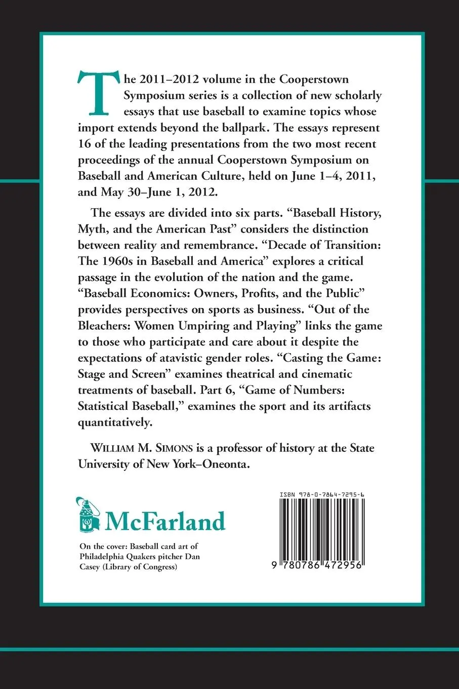 Rückseite: 9780786472956 | The Cooperstown Symposium on Baseball and American Culture, 2011-2012