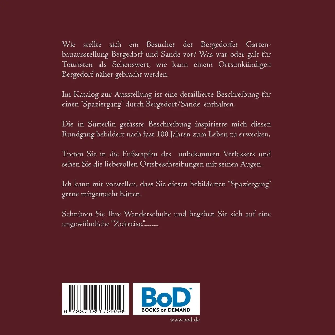 Rückseite: 9783748172956 | Bergedorf - Spaziergang 1925 | Ronald Hartmann | Taschenbuch | 96 S.