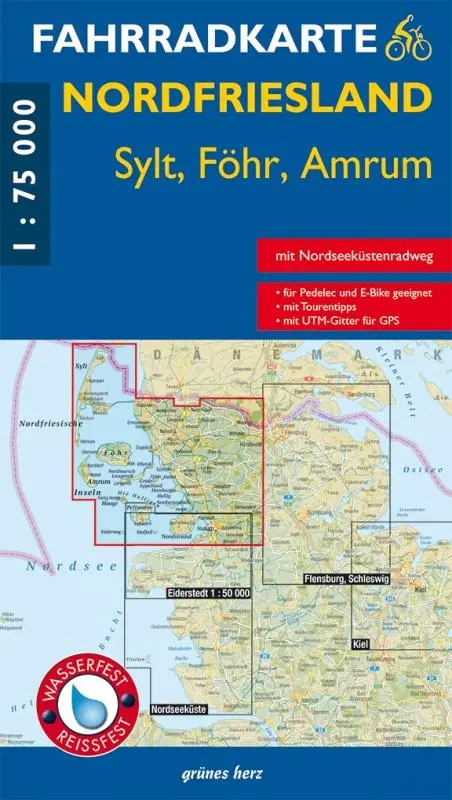 Cover: 9783866362956 | Fahrradkarte Nordfriesland - Sylt, Föhr, Amrum | Karte, gefaltet
