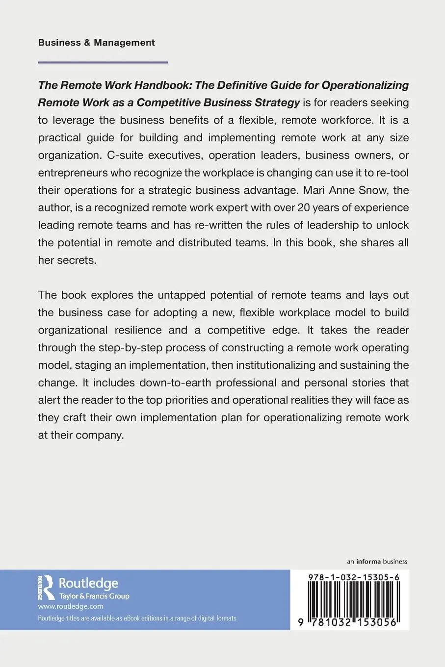 Rückseite: 9781032153056 | The Remote Work Handbook | Mari Anne Snow | Taschenbuch | Englisch