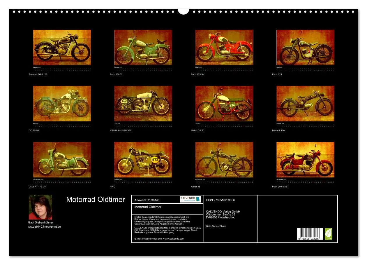 Bild: 9783516233056 | Motorrad Oldtimer (Wandkalender 2026 DIN A2 quer), CALVENDO...