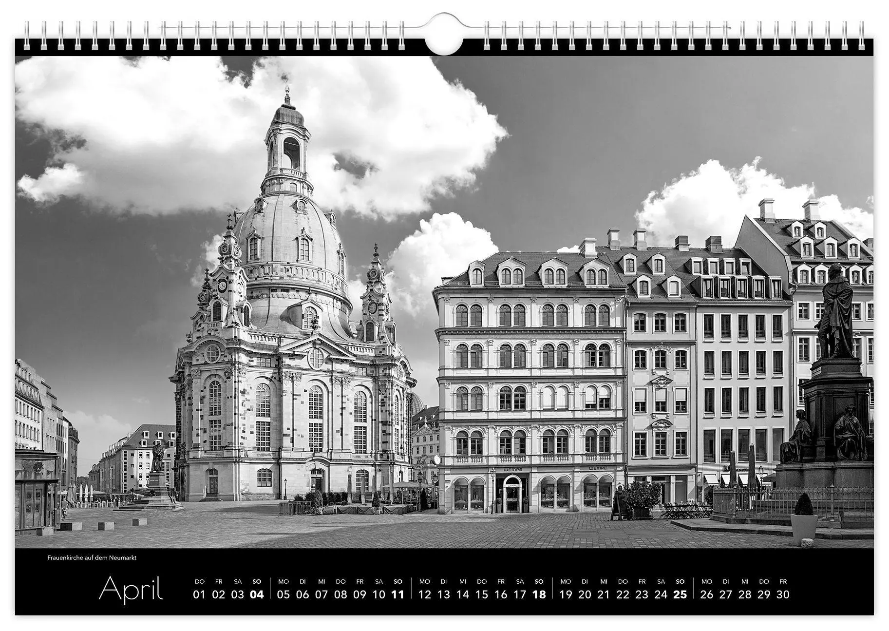 Bild: 9783912303056 | Kalender Dresden schwarz / weiß 2027 | 45 x 30 cm weißes Kalendarium
