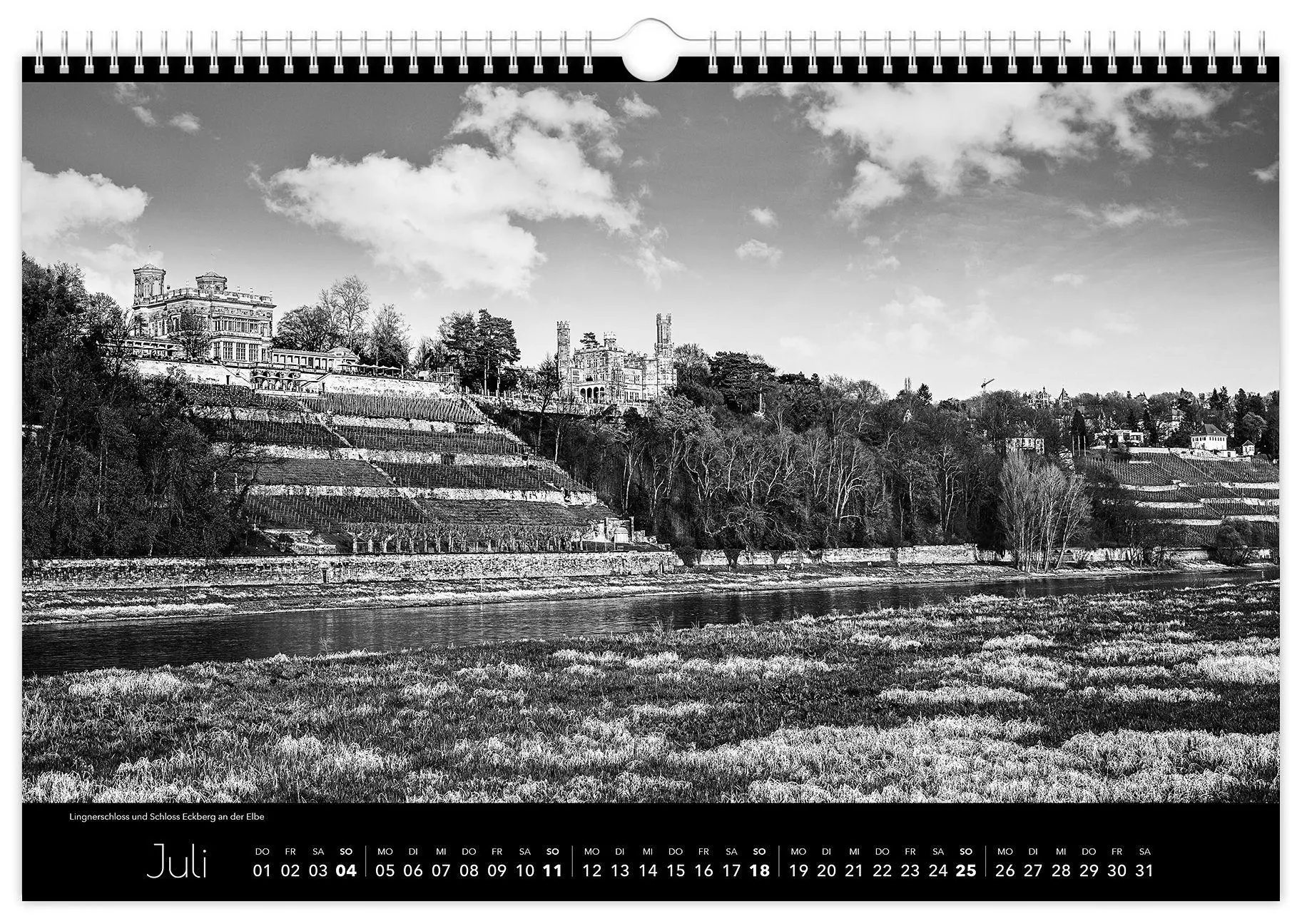 Bild: 9783912303056 | Kalender Dresden schwarz / weiß 2027 | 45 x 30 cm weißes Kalendarium
