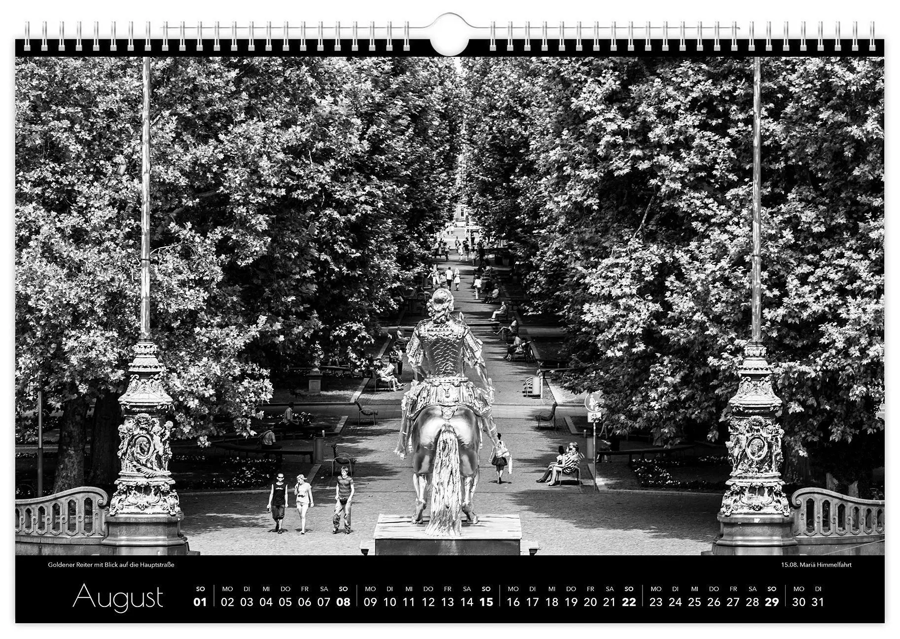 Bild: 9783912303056 | Kalender Dresden schwarz / weiß 2027 | 45 x 30 cm weißes Kalendarium