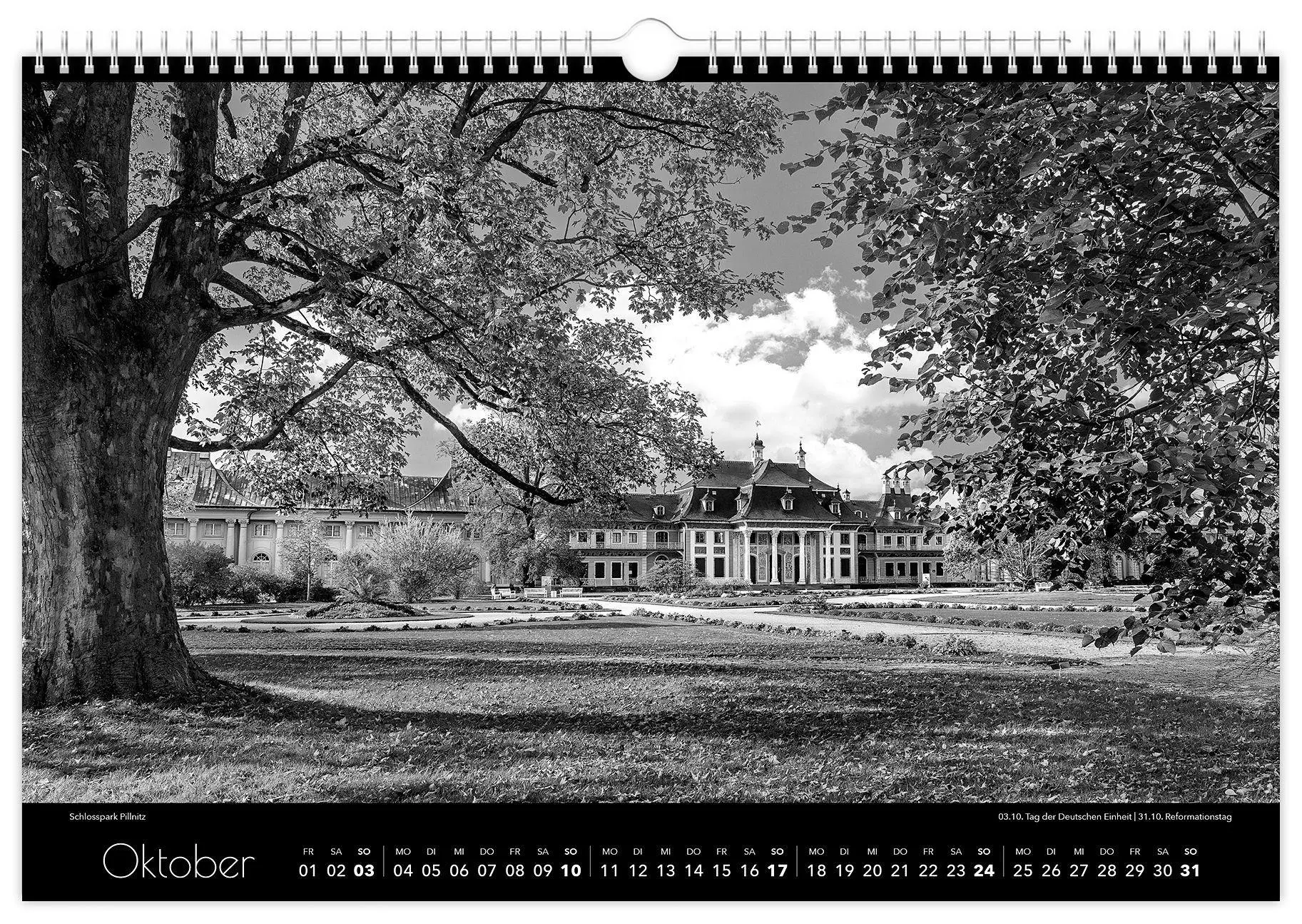 Bild: 9783912303056 | Kalender Dresden schwarz / weiß 2027 | 45 x 30 cm weißes Kalendarium