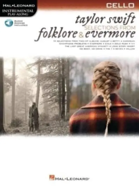 Taylor Swift: Selections from Folklore &amp, Evermore - Cello Instrumental Play-Along Book with Online Audio Access Easy...