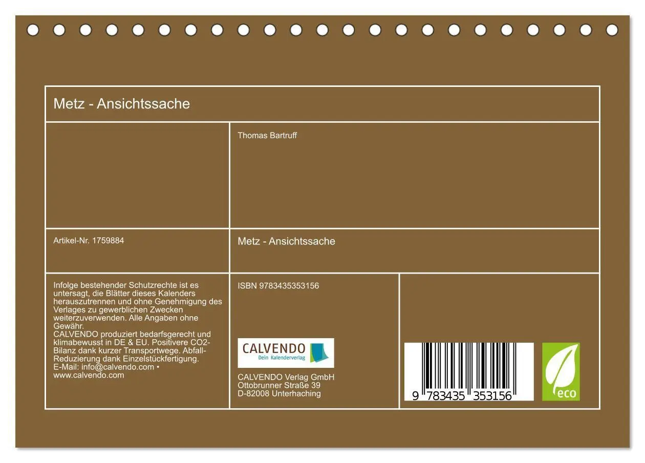 Bild: 9783435353156 | Metz - Ansichtssache (Tischkalender 2025 DIN A5 quer), CALVENDO...