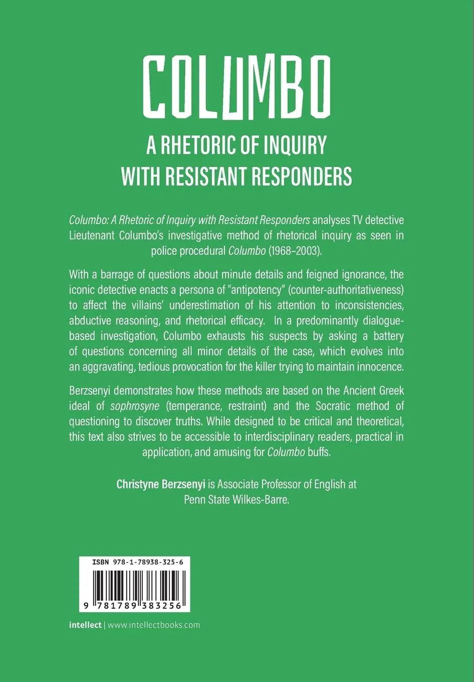 Rückseite: 9781789383256 | Columbo | A Rhetoric of Inquiry with Resistant Responders | Berzsenyi