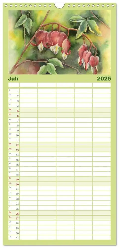 Bild: 9783457123256 | Familienplaner 2025 - Garten Aquarelle mit 5 Spalten (Wandkalender,...