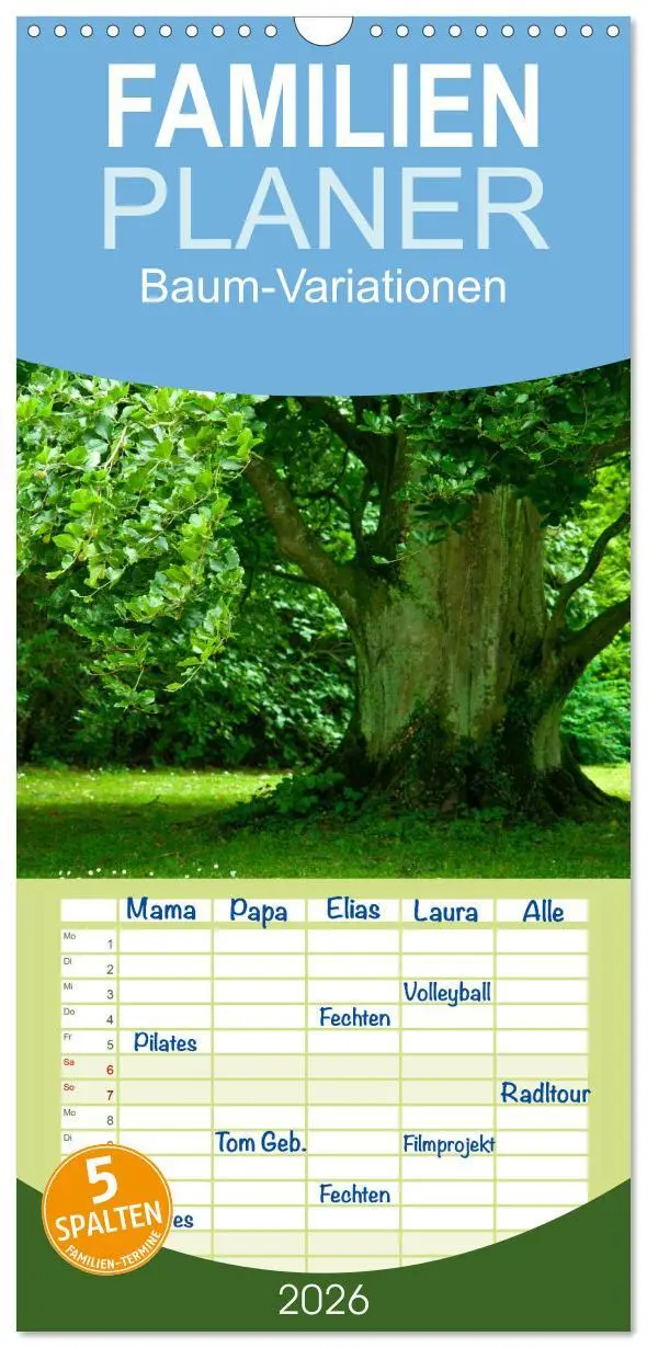 Cover: 9783516523256 | Familienplaner 2026 - Baum-Variationen mit 5 Spalten (Wandkalender,...