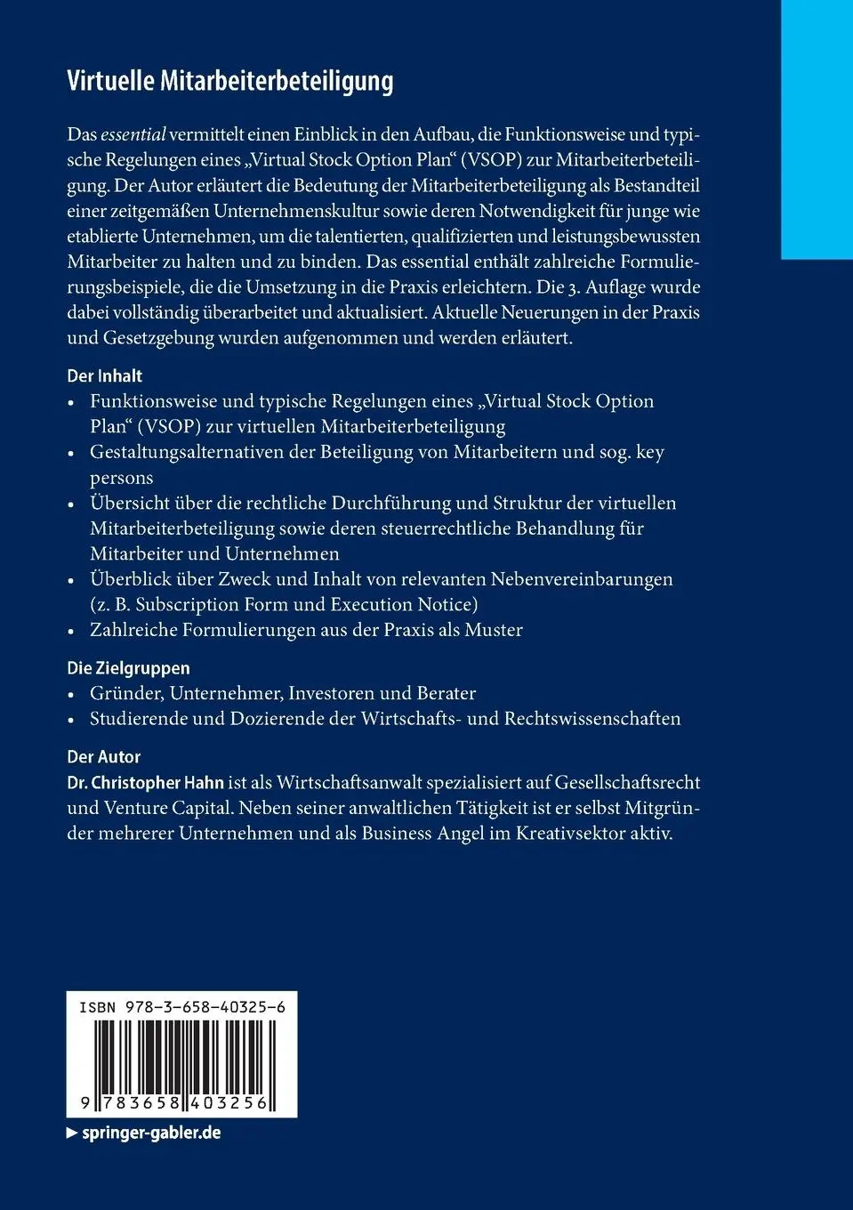 Rückseite: 9783658403256 | Virtuelle Mitarbeiterbeteiligung | Christopher Hahn | Taschenbuch | x