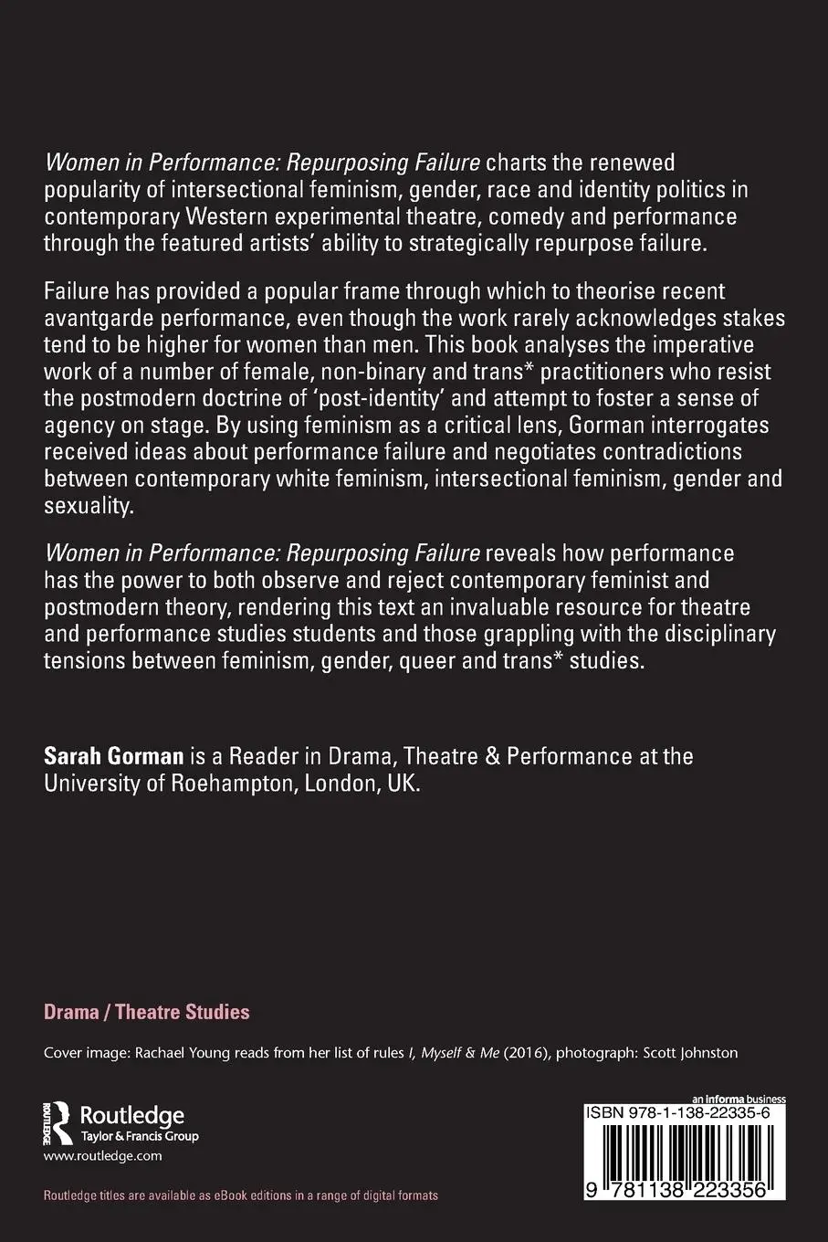 Rückseite: 9781138223356 | Women in Performance | Repurposing Failure | Sarah Gorman | Buch