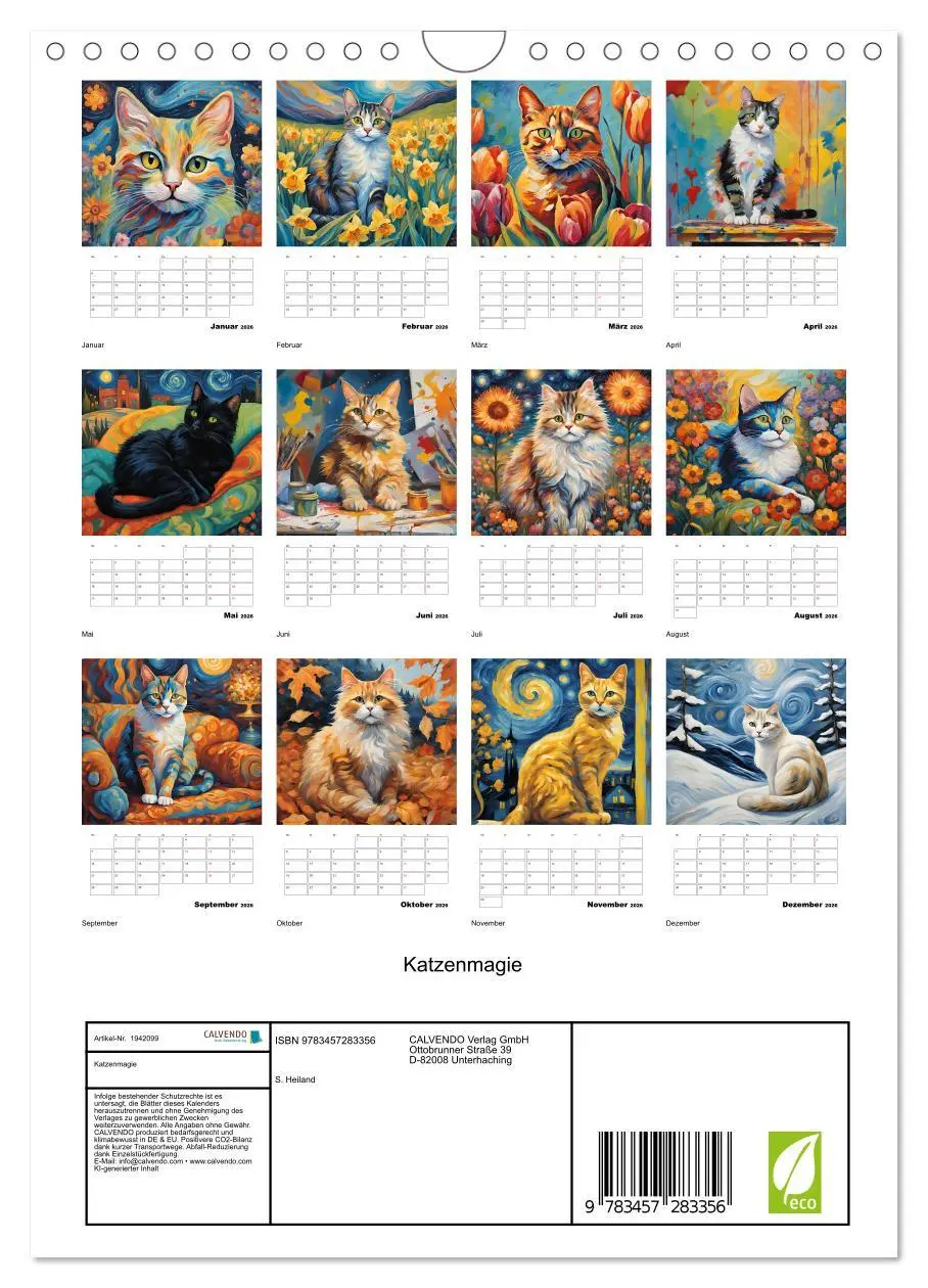 Bild: 9783457283356 | Katzenmagie (Wandkalender 2026 DIN A4 hoch), CALVENDO Monatskalender