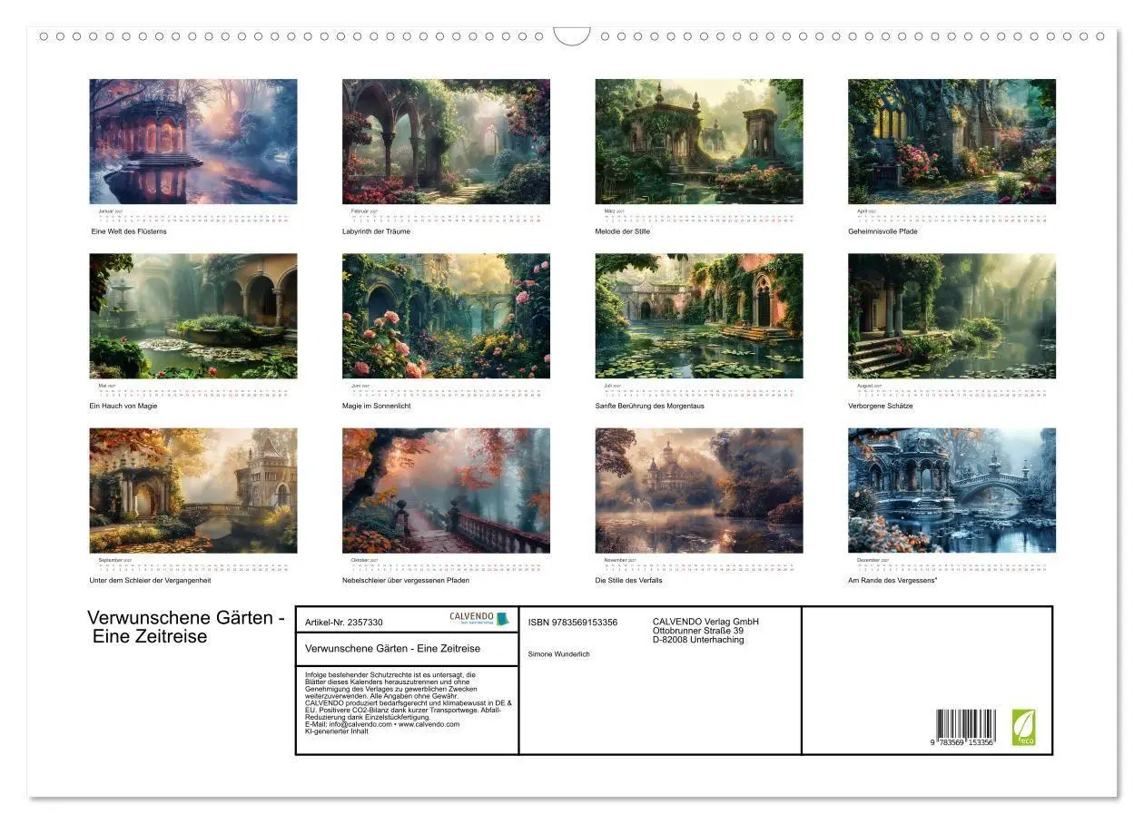 Bild: 9783569153356 | Verwunschene Gärten - Eine Zeitreise (Wandkalender 2027 DIN A2...