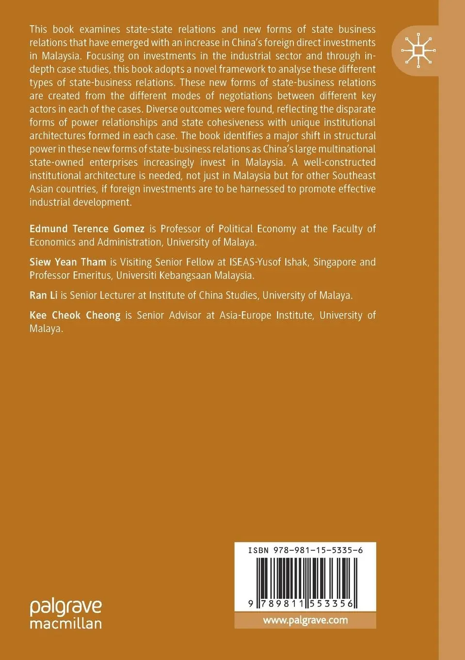 Rückseite: 9789811553356 | China in Malaysia | Edmund Terence Gomez (u. a.) | Taschenbuch | xix