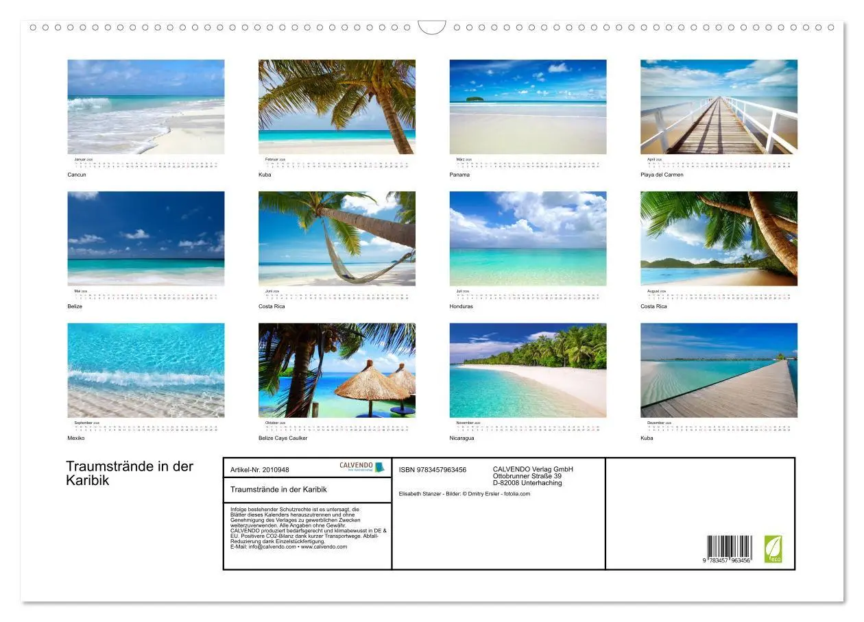Bild: 9783457963456 | Traumstrände in der Karibik (Wandkalender 2026 DIN A2 quer),...
