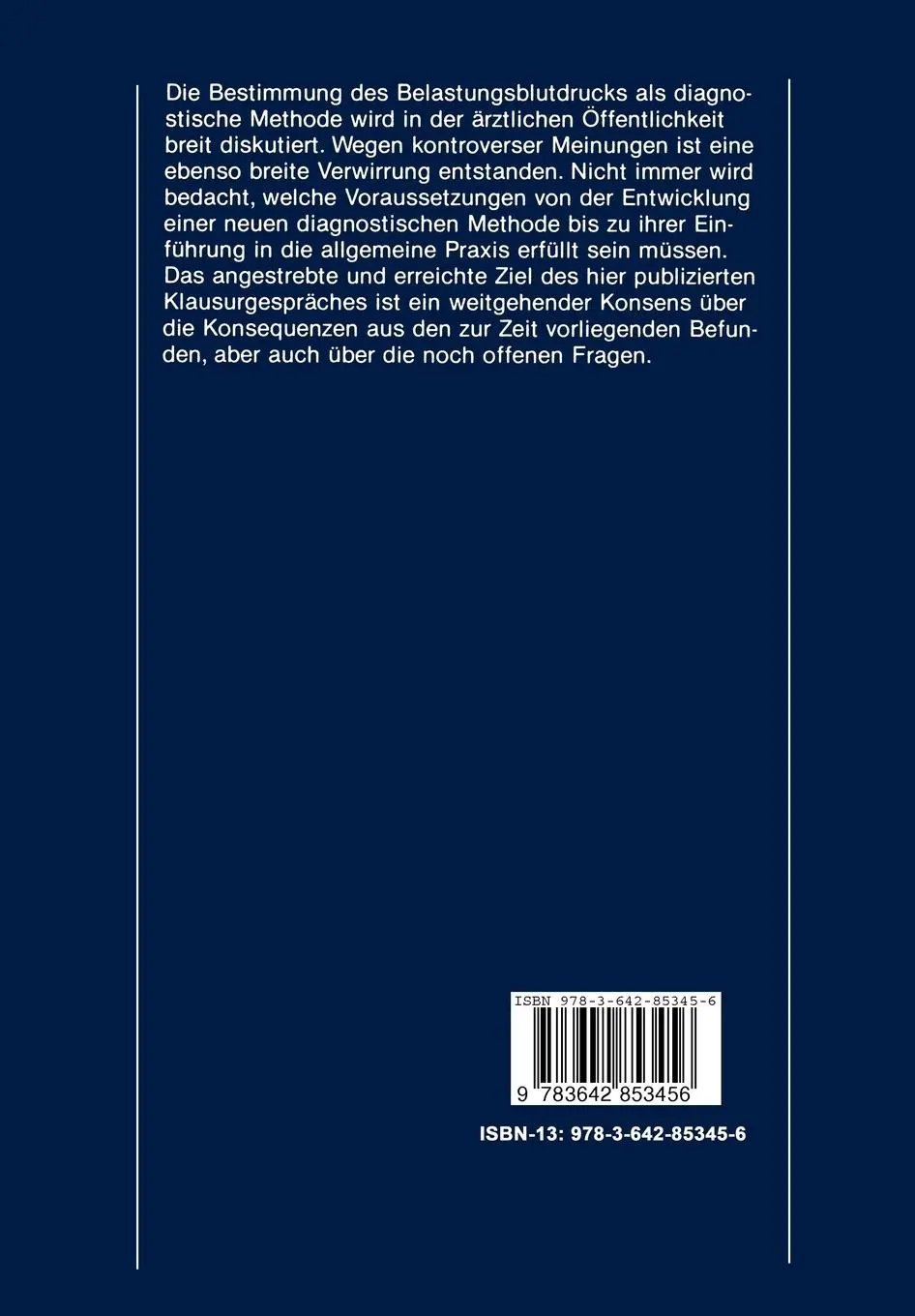 Rückseite: 9783642853456 | Blutdruck unter körperlicher Belastung | K. D. Bock (u. a.) | Buch