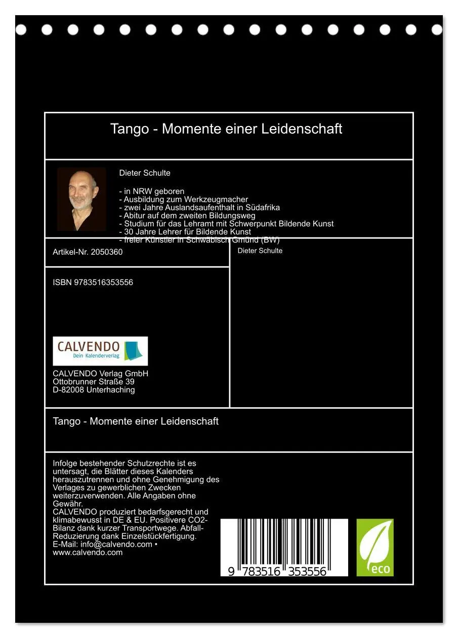 Bild: 9783516353556 | Tango - Momente einer Leidenschaft (Tischkalender 2026 DIN A5...