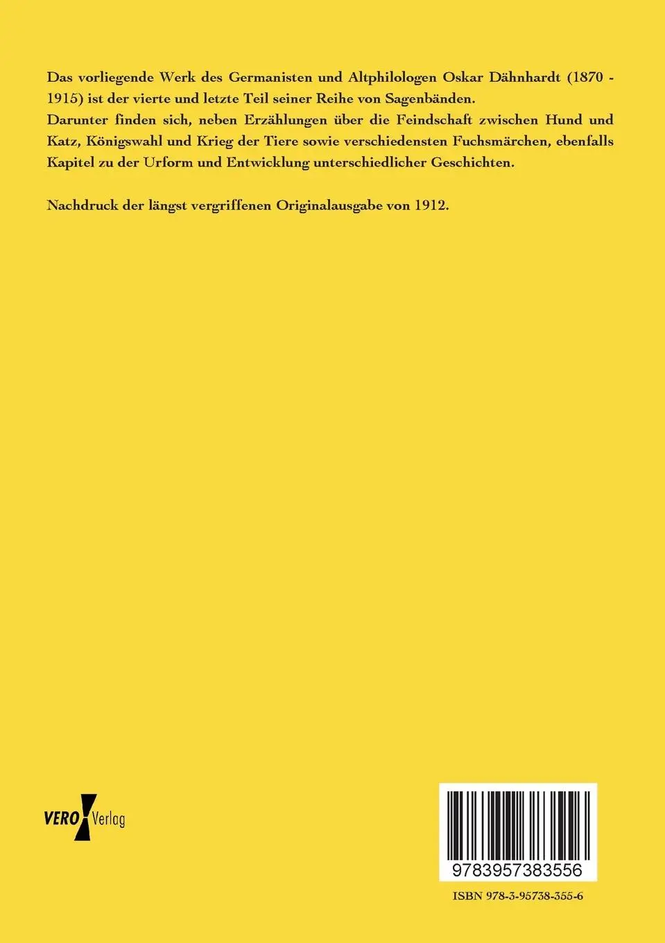 Rückseite: 9783957383556 | Natursagen | Band 4: Tiersagen, zweiter Teil | Oskar Dähnhardt | Buch