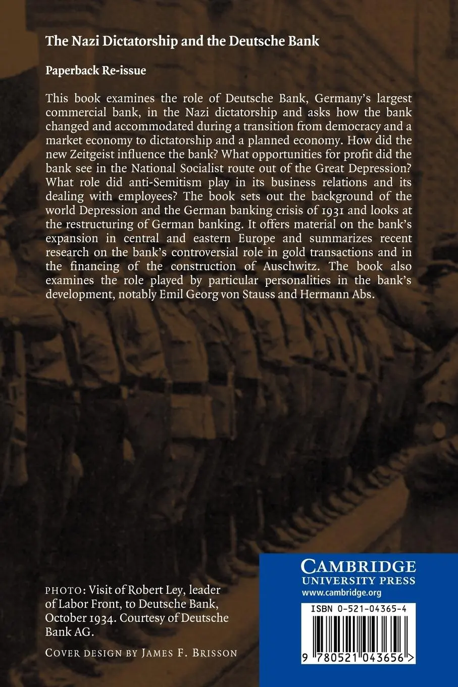 Rückseite: 9780521043656 | The Nazi Dictatorship and the Deutsche Bank | Harold James | Buch