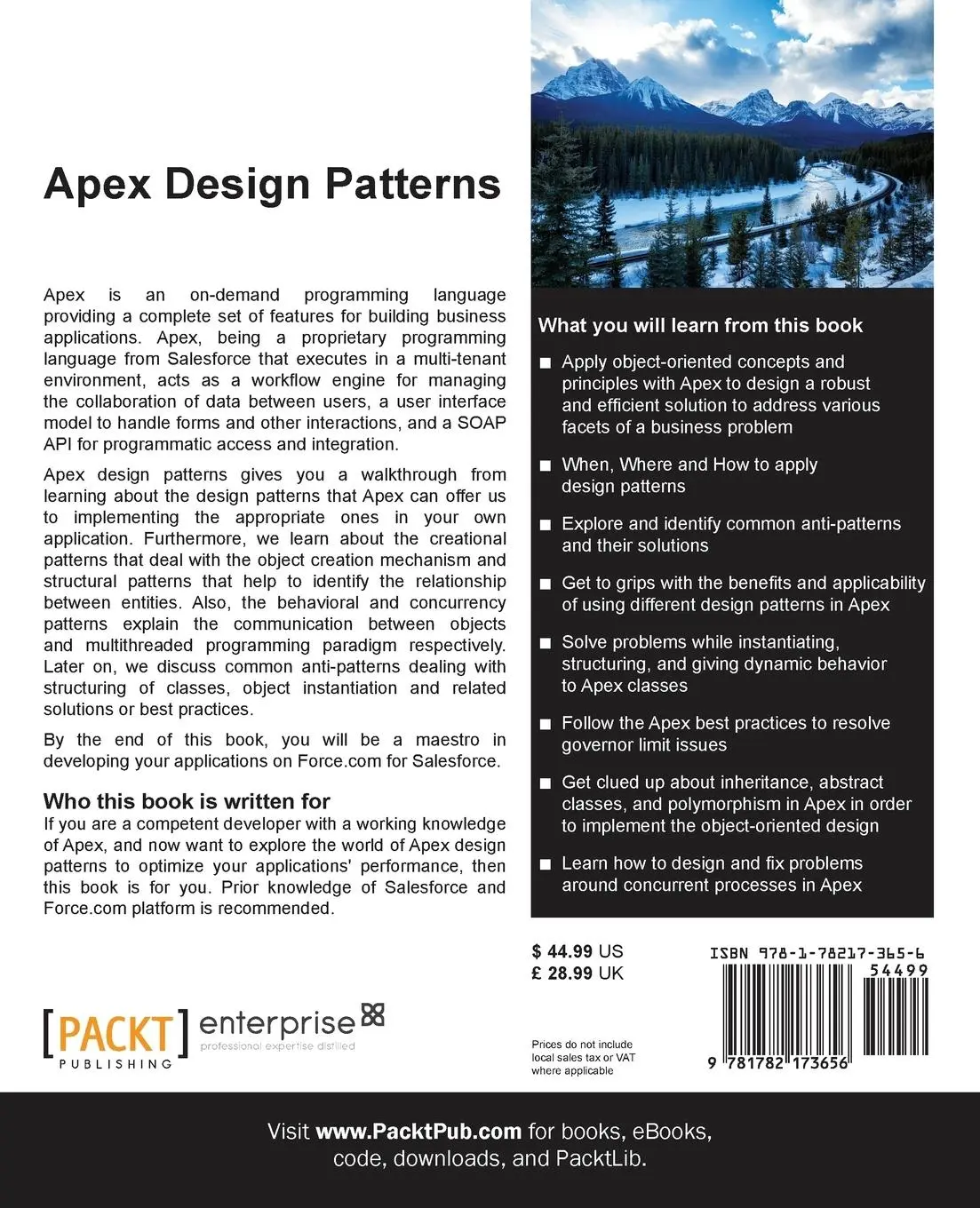 Rückseite: 9781782173656 | Apex Design Patterns | Anshul Verma (u. a.) | Taschenbuch | Englisch