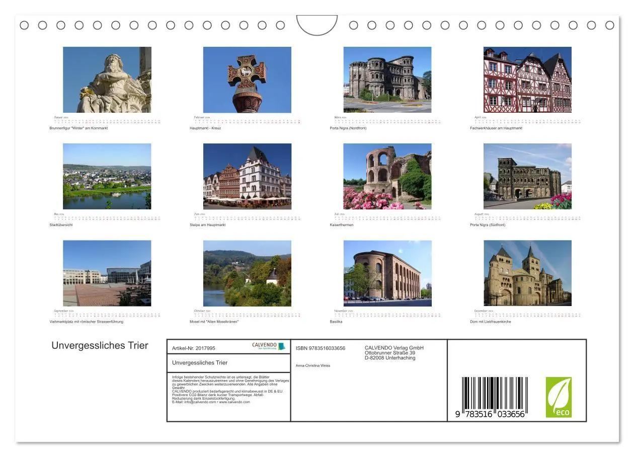 Bild: 9783516033656 | Unvergessliches Trier (Wandkalender 2026 DIN A4 quer), CALVENDO...