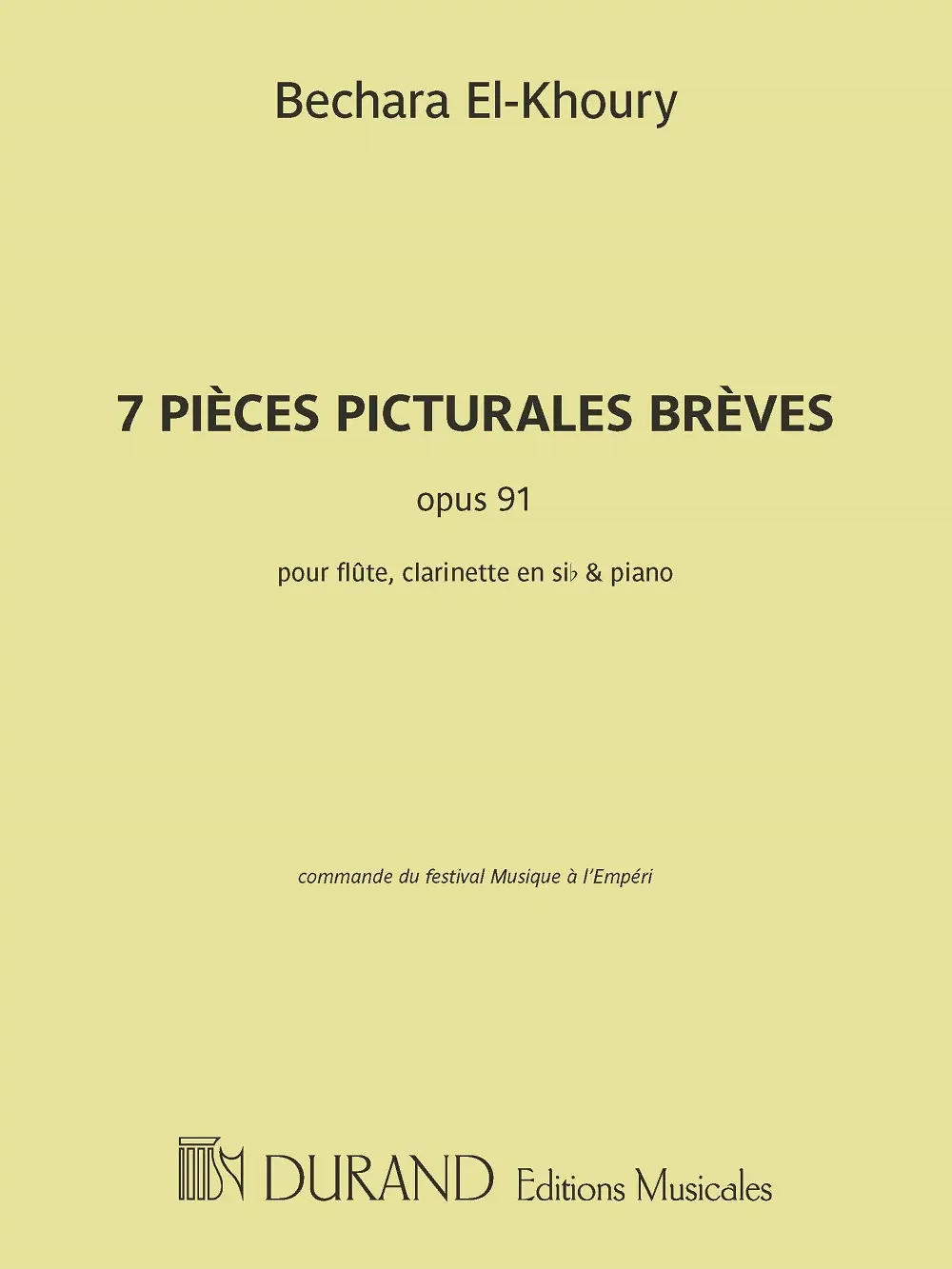 7 Pièces picturales brèves op.91 pour flûte, clarinette et piano parties