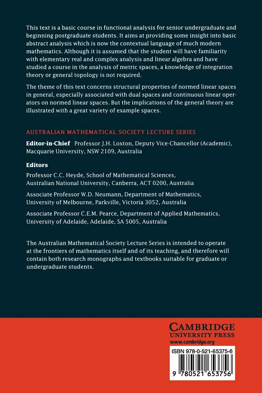 Rückseite: 9780521653756 | Introduction to the Analysis of Normed Linear Spaces | J. R. Giles