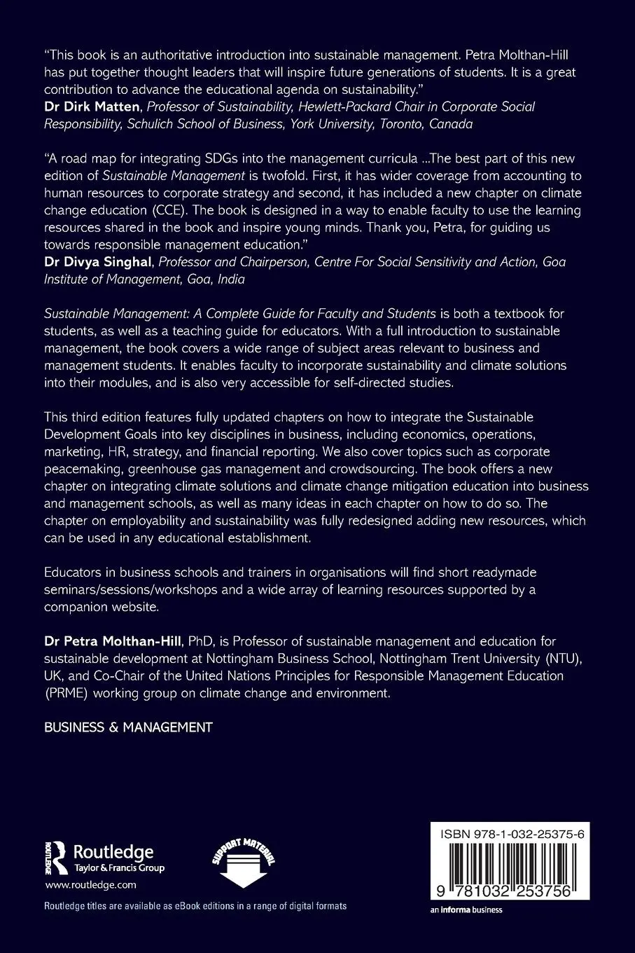 Rückseite: 9781032253756 | Sustainable Management | A Complete Guide for Faculty and Students