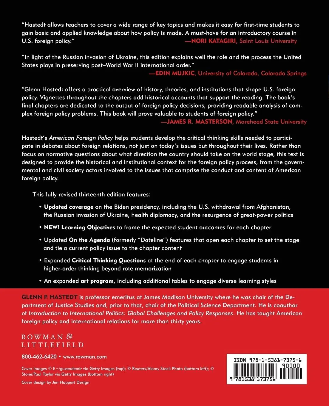Rückseite: 9781538173756 | American Foreign Policy | Past, Present, and Future | Glenn P. Hastedt