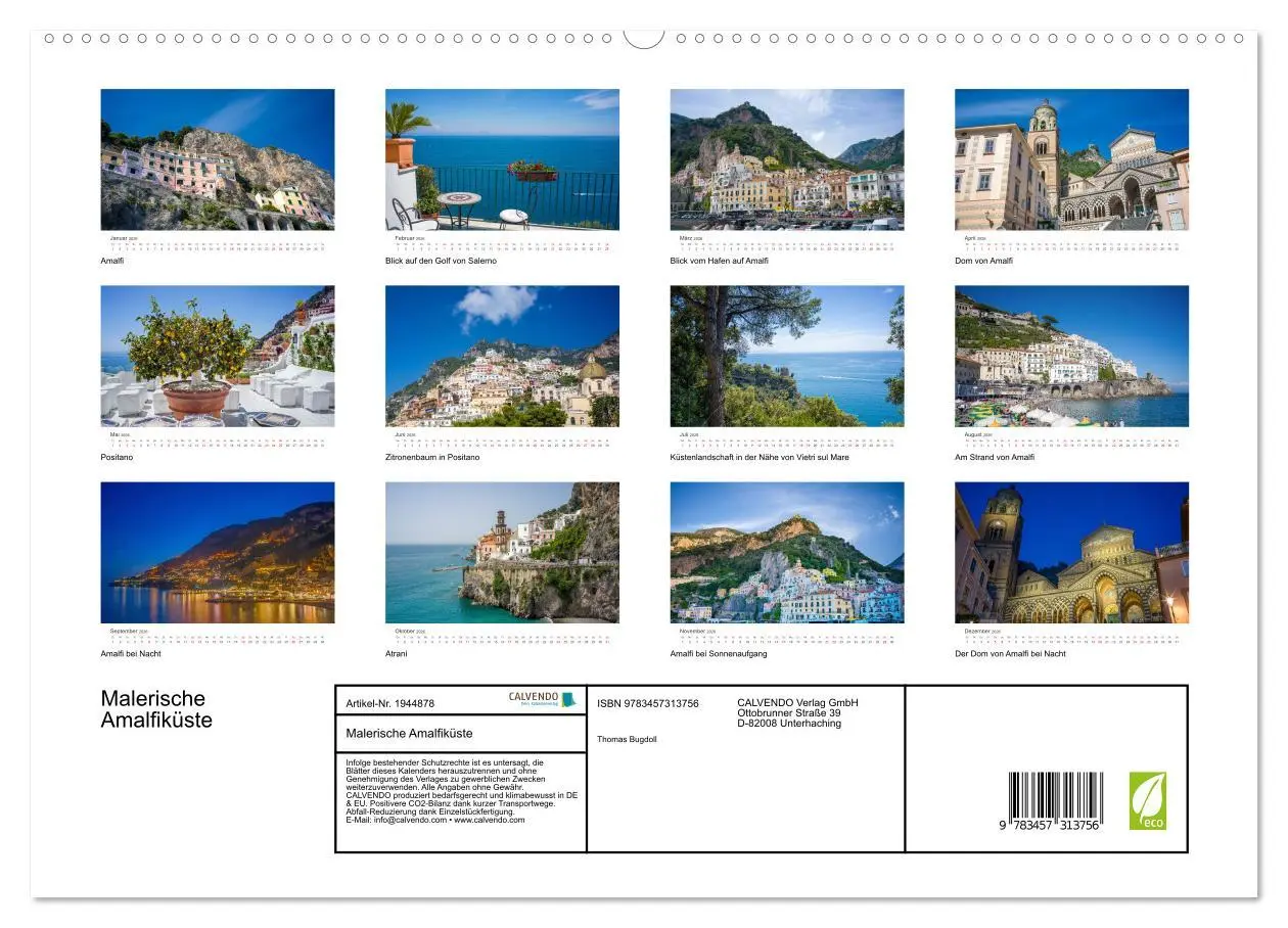 Bild: 9783457313756 | Malerische Amalfiküste (hochwertiger Premium Wandkalender 2026 DIN...