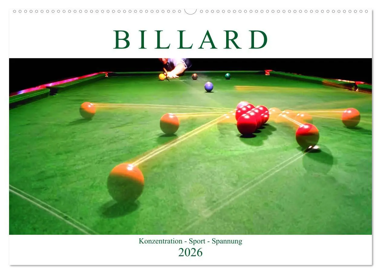 Cover: 9783457933756 | Billard. Konzentration - Sport - Spannung (Wandkalender 2026 DIN A2...