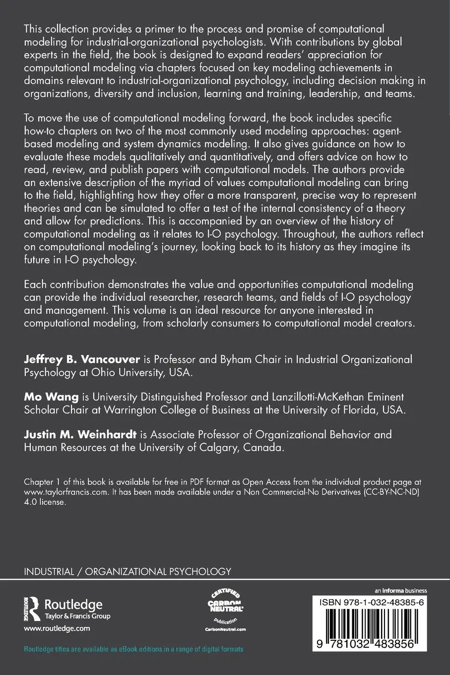 Rückseite: 9781032483856 | Computational Modeling for Industrial-Organizational Psychologists