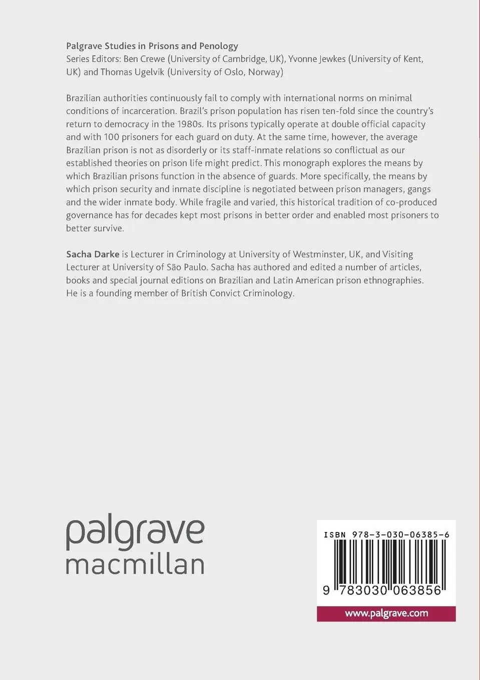 Rückseite: 9783030063856 | Conviviality and Survival | Co-Producing Brazilian Prison Order | Buch