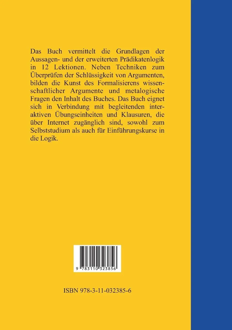 Rückseite: 9783110323856 | Klassische Logik | Einführung mit interaktiven Übungen | Timm Lampert
