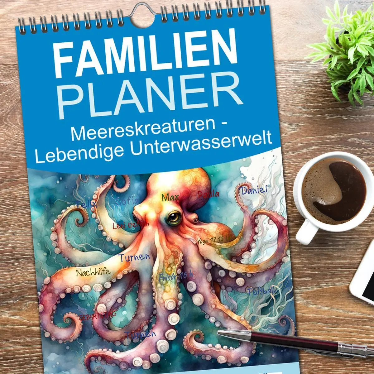 Bild: 9783516493856 | Familienplaner 2026 - Meereskreaturen - Lebendige Unterwasserwelt...