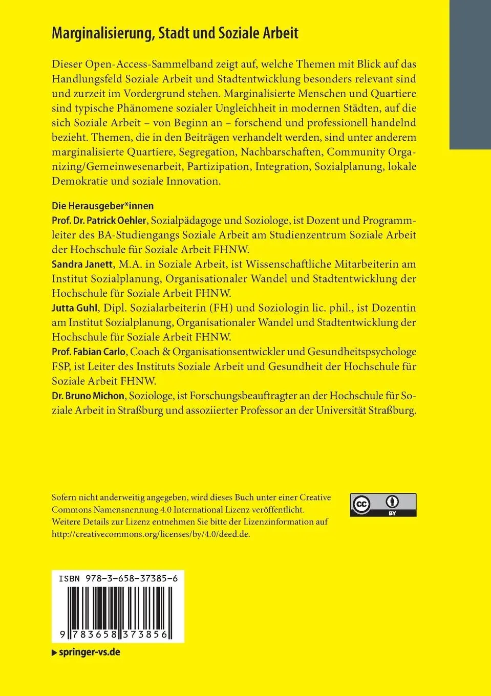 Rückseite: 9783658373856 | Marginalisierung, Stadt und Soziale Arbeit | Patrick Oehler (u. a.)