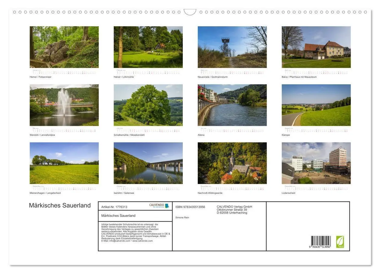 Bild: 9783435513956 | Märkisches Sauerland (Wandkalender 2025 DIN A2 quer), CALVENDO...