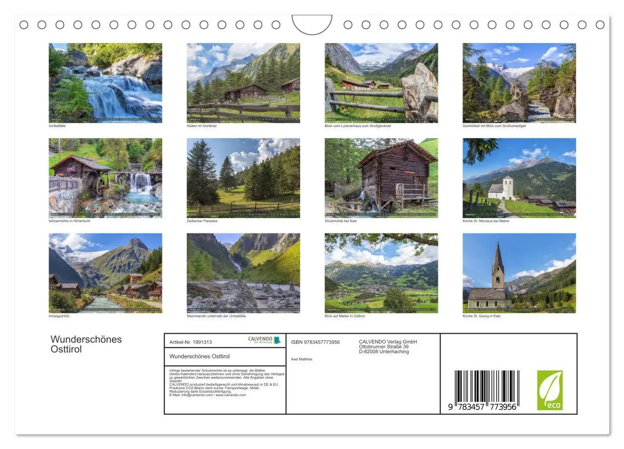 Bild: 9783457773956 | Wunderschönes Osttirol (Wandkalender 2026 DIN A4 quer), CALVENDO...