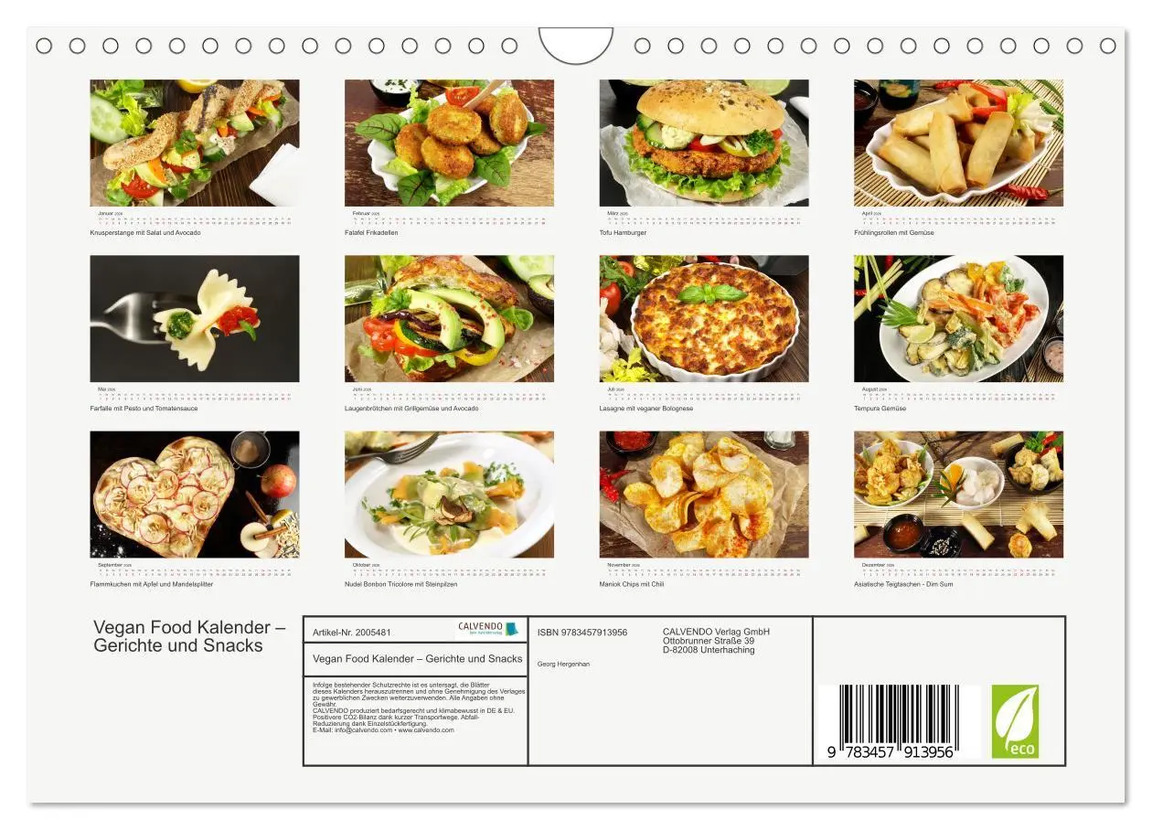 Bild: 9783457913956 | Vegan Food Kalender - Gerichte und Snacks (Wandkalender 2026 DIN A4...
