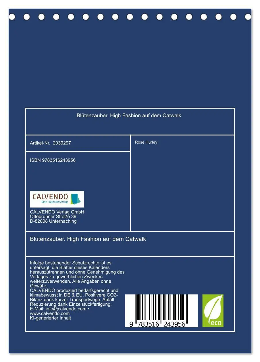 Bild: 9783516243956 | Blütenzauber. High Fashion auf dem Catwalk (Tischkalender 2026 DIN...