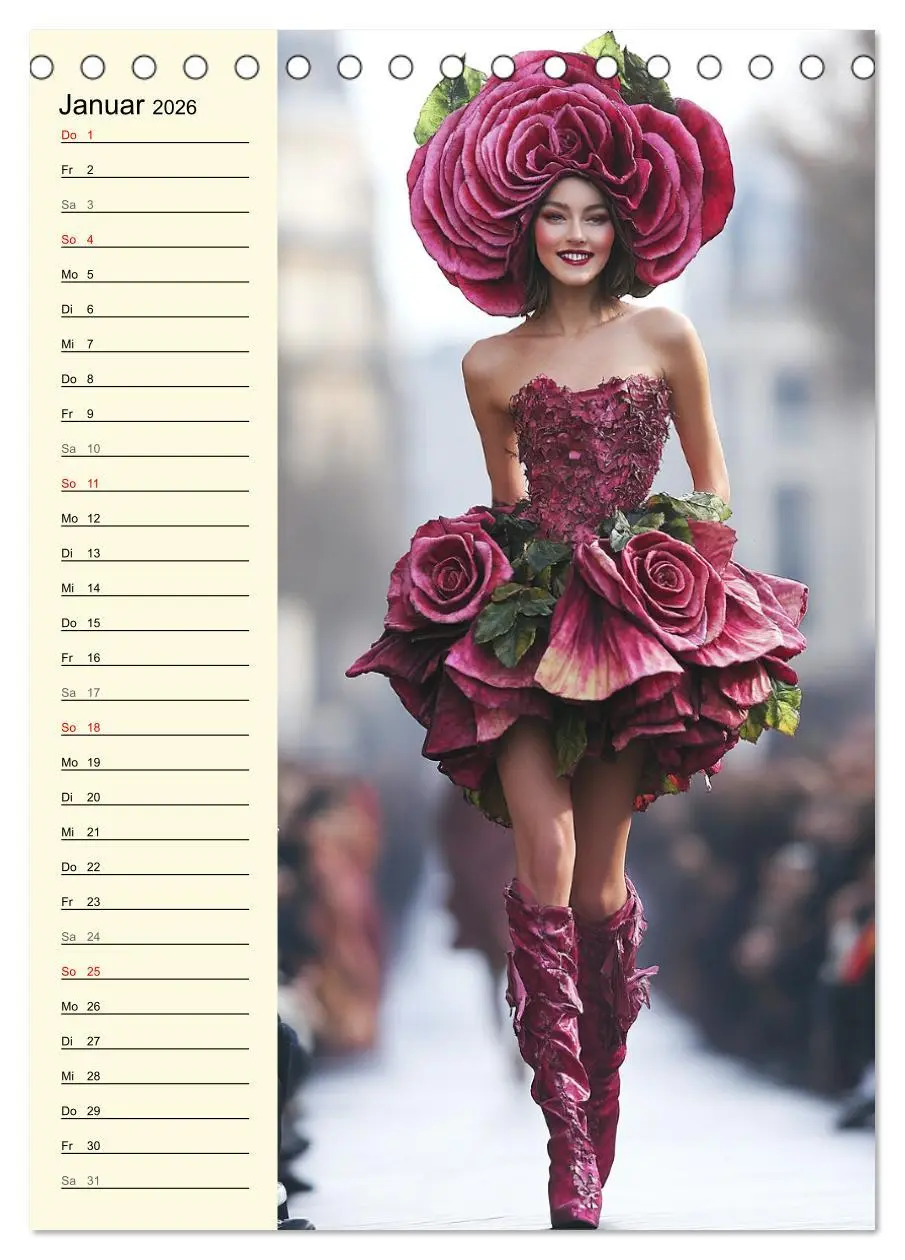 Bild: 9783516243956 | Blütenzauber. High Fashion auf dem Catwalk (Tischkalender 2026 DIN...