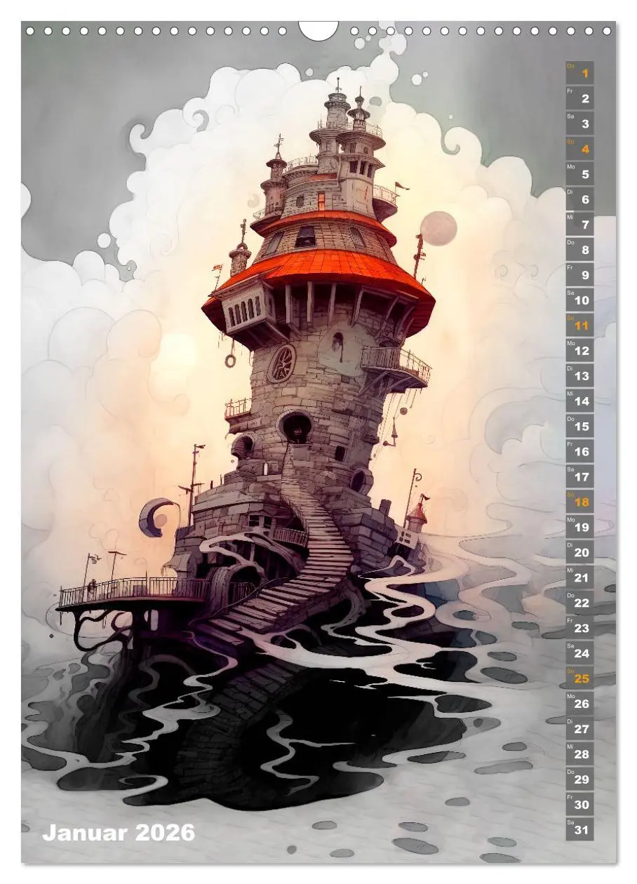 Bild: 9783516313956 | Wächter der Meere - Surreale Architektur (Wandkalender 2026 DIN A3...