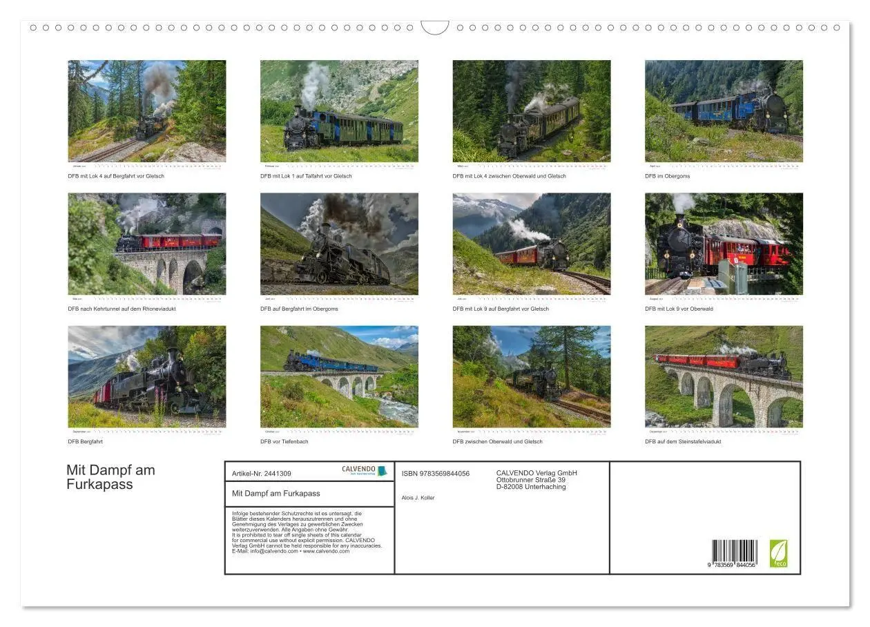 Bild: 9783569844056 | Mit Dampf am Furkapass (Wandkalender 2027 DIN A2 quer), CALVENDO...