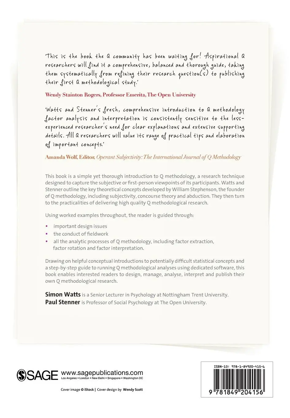 Rückseite: 9781849204156 | Doing Q Methodological Research | Theory, Method &amp; Interpretation