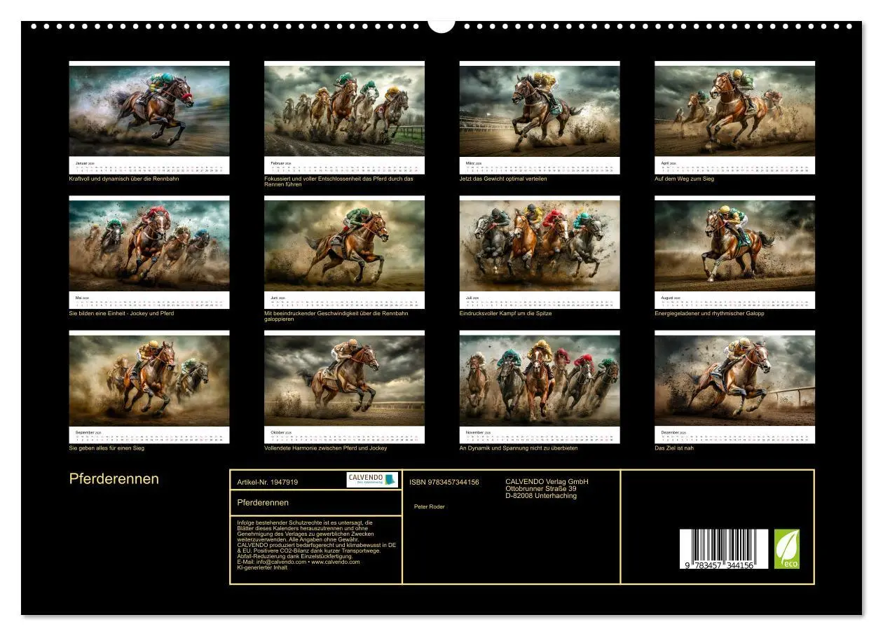 Bild: 9783457344156 | Pferderennen (hochwertiger Premium Wandkalender 2026 DIN A2 quer),...