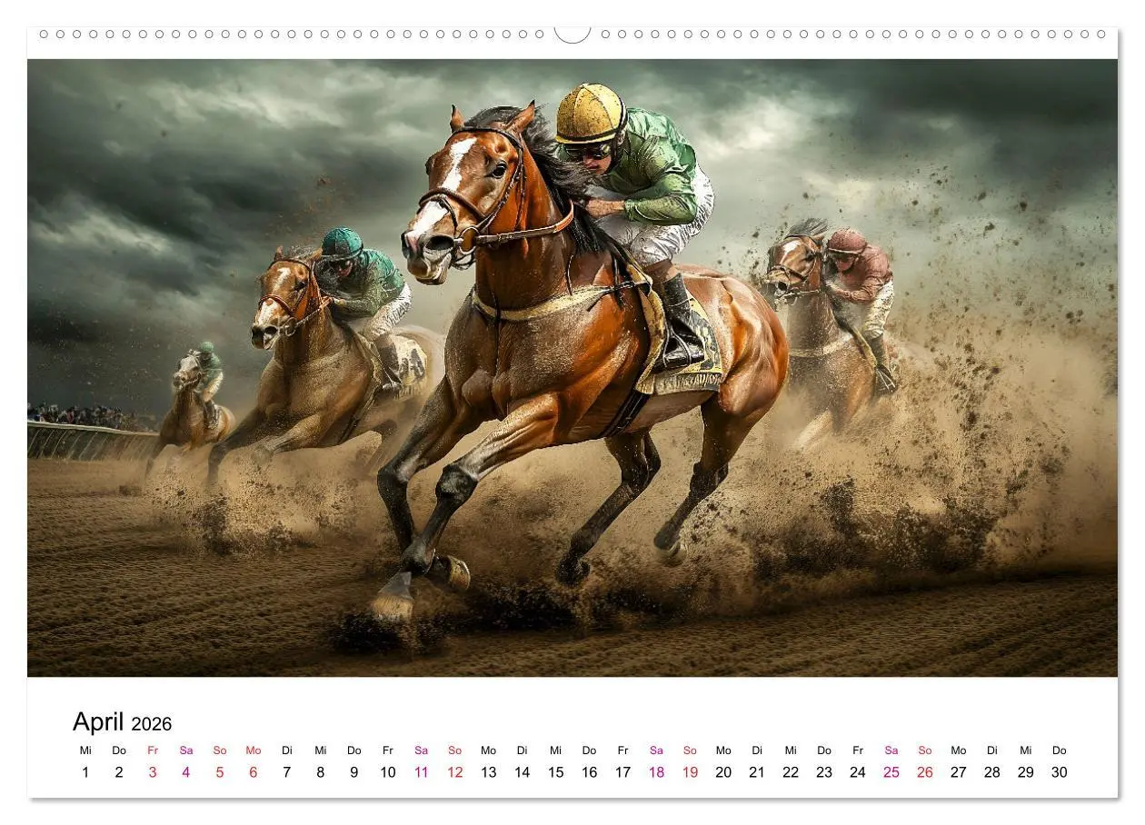 Bild: 9783457344156 | Pferderennen (hochwertiger Premium Wandkalender 2026 DIN A2 quer),...